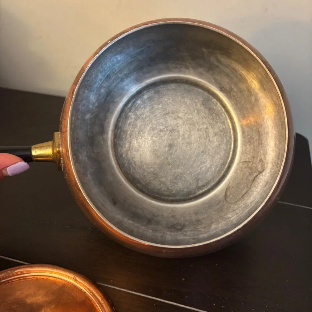 Vintage | Spring Culinox Copper Fondue Pot | Lid | St Steel Lined | Switzerland